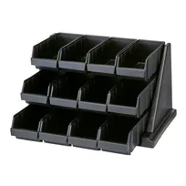 product of Cambro 12RS12110 Versa Rack- 12 Black Plastic Bins, 25" L x 21" D x 14" H, Wall-Mount, 10 lb per Bin