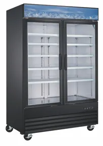 product of Drago America DR45MGHF 53" Glass Door Freezer, 45 cu ft, Black, Stainless Steel, 1.5 HP Compressor
