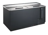 product of Drago America DRBC65 Bottle Cooler, 22 cu ft, 64.5"W x 26.6"D x 34.2"H, 33°F-40°F, Lids, Cap Opener