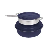 product of Spring USA 2385-467/6 Soup Tureen, 6 Qt, 13-3/4"x9-1/4" H 18/10 Sapphire/Chrome Cover Induction Ready