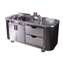 product of Spring USA MCS3572 Mobile Culinary Station, 71W x 35D x 44H, Laminate/Steel, 2600W Induction, Refrig Drawers