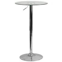 product of Flash Furniture CH-5-GG Adjustable Height Round Glass Table, 23-1/2" Dia., 33-1/2" to 41" Height, Chrome Base