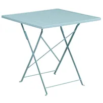 product of Flash Furniture CO-1-SKY-GG 28x28x28 Square Folding Patio Table, Rain Flower Design, Steel, Sky Blue Powder Coat