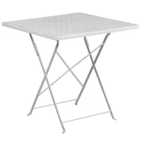 product of Flash Furniture CO-1-WH-GG 28x28x28 Square Folding Patio Table, White Steel, Rain Flower Design