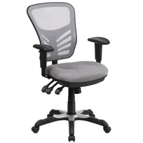 product of Flash Furniture HL-0001-GY-GG - Swivel Task Chair, Adjustable Height, 250 lb, Mesh, Nylon Base, Arms, Lumbar