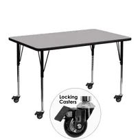 product of Flash Furniture XU-A2448-REC-GY-T-A-CAS-GG 48" Rectangular Activity Table, Gray Laminate Top, 24"D, Adjustable Height