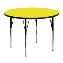 product of Flash Furniture XU-A48-RND-YEL-H-A-GG 48" Round Yellow Laminate Activity Table, Adjustable Height 21-1/4" to 31-1/4", Black Steel Legs