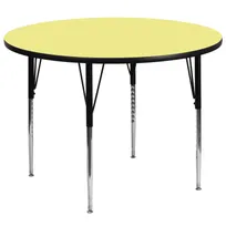 product of Flash Furniture XU-A60-RND-YEL-T-A-GG 60" Round Adjustable Height Activity Table, Yellow Laminate Top, Black Steel Legs