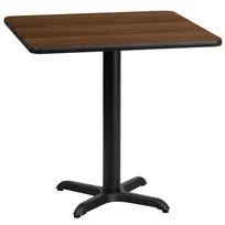 product of Flash Furniture XU-WALTB-3030-T2222-GG 30x30 Walnut Laminate Square Dining Table, 31-1/8H, MDF Top, Black PVC Edge, Four Point Pedestal Base