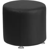 product of Flash Furniture ZB-803-RD-18-BK-GG Hercules Alon Series Ottoman, 18" dia. x 16.5"H, LeatherSoft, Black, Stainless Steel Feet
