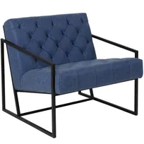 product of Flash Furniture ZB-8522-BL-GG Hercules Madison Series Lounge Chair, Retro Blue LeatherSoft Upholstery, Black Powder Coated Frame
