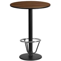 product of Flash Furniture XU-RD-24-WALTB-TR18B-3CFR-GG 24" Round Bar Height Table, Walnut Laminate, Black PVC Edge, 43-1/8"H