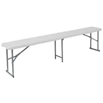 product of Flash Furniture RB-1172FH-GG Folding Bench, 71"W x 10.25"D x 16.5"H, 440 lb, Granite White Plastic Top, Gray Powder Coated
