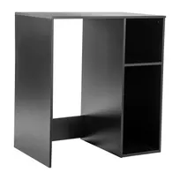 product of Flash Furniture NAN-17300-BK-GG Lotus Mini Fridge Bookshelf, 2 Shelves, Wood, Black Finish