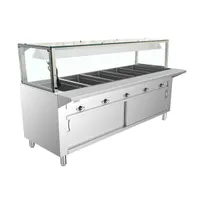 product of Prepline ESTC74-5S-LT (5) Pan Sealed Well Electric Hot Food Steam Table with Lighted Sneeze Guard and Enclosed Base