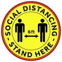 product of Winco PFD-12Y Social Distancing Floor Decal, 12" Diameter Round Anti-Slip High-Visibility, - 10/Pack