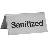 product of Winco SGN-106 Tent Sign, 3"W X 1-1/2"D X 1-1/4"H “Sanitized", Stainless Steel