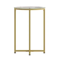 product of Flash Furniture NAN-JH-1786ET-GG Greenwich Collection 16" Round End Table, 23.5"H, Clear Tempered Glass, Matte Gold Frame