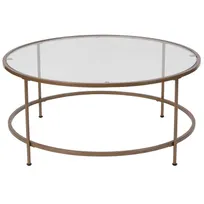 product of Flash Furniture NAN-JN-21750CT-GG Astoria Collection Round Coffee Table, 35.25" Dia., Clear Tempered Glass, Matte Gold Finish