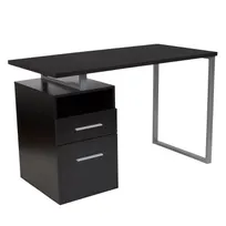 product of Flash Furniture NAN-JN-2634-G-GG Harwood Computer Desk, 47"W x 23.5"D x 30.5"H, Dark Ash Woodgrain Finish, Laminate Top, Silver Powder Coated Steel Frame