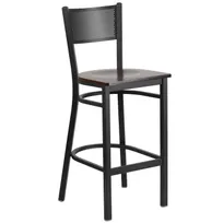 product of Flash Furniture XU-DG-60116-GRD-BAR-WALW-GG Hercules Series Restaurant Barstool, Metal Grid Back, Walnut Finish Plywood Seat, 18 Gauge Steel Frame