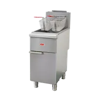 product of Omcan USA 48637 15" Floor Model Gas Deep Fryer Full Pot LP, 50 Ibs, 120.000 BTU, Stainless Steel