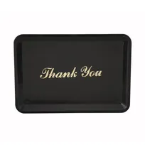 product of Winco TT-46 Tip Tray, Rectangular 4-1/2" x 6-1/2" Black Plastic with Gold “Thank You" Imprint - 1 Dozen