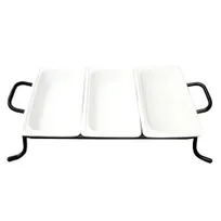 product of CACChina BF-G313 - GN 1/3 Food Pan Set, 3 Porcelain Pans 12-3/4"L x 6-7/8"W x 2-1/2"H, White, Set