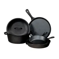 product of Lodge L5HS3 Cast-Iron Set - 10-1/2" Griddle, 8" & 10-1/4" Skillets, 5 Qt Dutch Oven w/ Lid, Seasoned, - Set