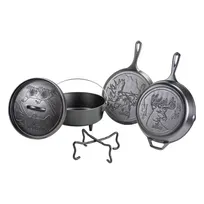 product of Lodge L5WLSETA 5-Piece Iron Set - 10-1/2" & 10-1/4" Griddles, 4-Qt Dutch Oven Pheasant Lid, 4-in-1 - Set