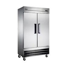 product of Omcan USA 50110 29" 2-Solid Door Reach-In Refrigerator, 26.5 cu. ft., Stainless Steel, Top Mounted