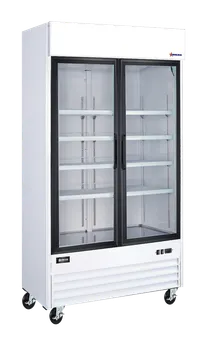 product of Omcan USA 50126 - 40" Two-Section Merchandiser Refrigerator, 31.5 cu.ft, Steel, Glass Doors, R290, 115V