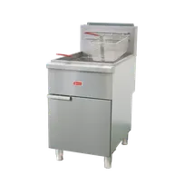 product of Omcan USA 48308 21" Floor Model Gas Deep Fryer, Split Pot, Natural Gas, 75 Ibs, 120.000 BTU