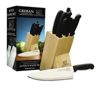 product of Omcan USA 12887 10-Piece Knife Block Set with assorted 3-1/2" to 10" knives, wooden block - Set