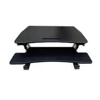 product of Omcan USA 44560 Ergonomic Sit & Stand Desk Platform, Adjustable Height 19-11/16", 35.43"W x 7.5"D, Black, Retractable Keyboard Tray
