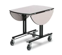 product of Forbes Industries 4969 Oval Room Service Table, 36" x 43", Steel Frame, Top, Fold Leaves, Wheels