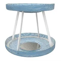 product of Steelite GS196707 Tall Seafood Tower Set with 2 Drains, 14.25" x 10.25" H, Studio Crackle Blue