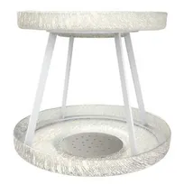 product of Steelite GS196708 Tall Seafood Tower Set with 2 Drains, 14.25" x 10.25" H, Crackle Cream Finish