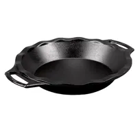 product of Lodge BW9PIE Cast Iron 9-1/2" Pie Pan, 9" Dia, Induction Ready, Oven & Campfire Safe, Seasoned