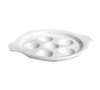 product of Steelite HL11470AWHA Escargot Plate 8-3/8" Diameter 6 Hole Lug Handled Hall China White - 1 Dozen