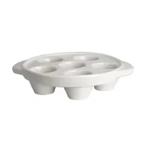 product of Steelite HL11655AWHA - 6-Hole Escargot Plate, 7-1/8" x 6" x 1-1/2", China Handles, White - 1 Dozen