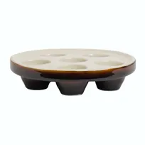 product of Steelite HL11660ALBB - 6-H Escargot Plate, 6-3/4" Dia x 1-1/2" H, White/Lenox Brown China, 1 Dozen