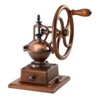 product of Omcan USA 43680 Manual Coffee Grinder, 100g Hopper, Flywheel, Conic, Beech/Cast Iron, Brown, Italy