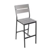 product of BFM Seating PH202BGRTK-BL Aluminum Seaside Barstool with Synthetic Teak Back & Seat, Black