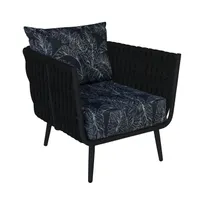 product of BFM Seating PHPABLBL Cayman Outdoor Armchair, Black Aluminum Frame, Black Flat Rope Back, Frame Only