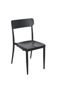 product of BFM Seating PHVSCBL Maui Stacking Side Chair, Black Powder Coat Aluminum