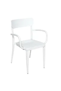 product of BFM Seating PHVACWH Maui Stacking Arm Chair, White Powder Coat Aluminum