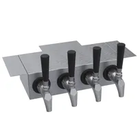 product of Krowne KUC-4S Draft Beer Tower, 12" OA, Glycol Cooled, Brushed Stainless Steel, 4-Tap, Under-Bar Mount