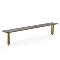 product of Steelite MGCIAF04GBXX 71" Grey Slate BHP Laminate Buffet Shelf, 9-1/2"D x 12-1/2"H, Brushed Brass Segments, Bamboo Core