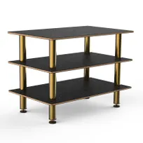 product of Steelite MGCMLX02MBXF 3-Tier Buffet Serving Station, 47" x 29-1/2" x 35", Nero Marquina Marble BHP Laminate Top, Brushed Brass Legs